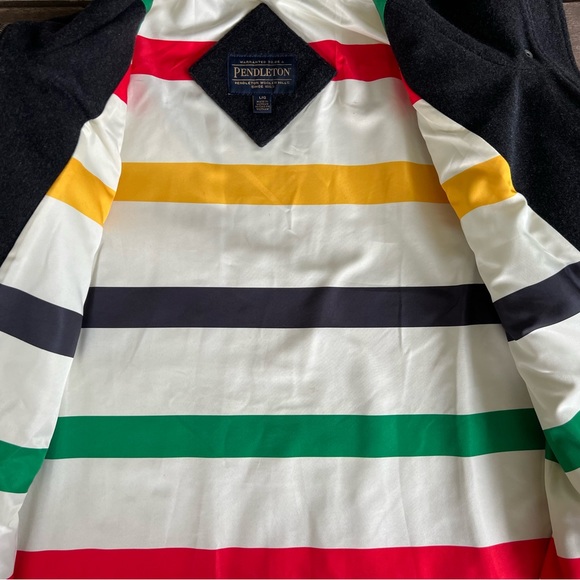 Pendleton Womens L Dark Gray Wool Campbell Coat w Glacier Park Lining Warm Zip - Picture 12 of 15